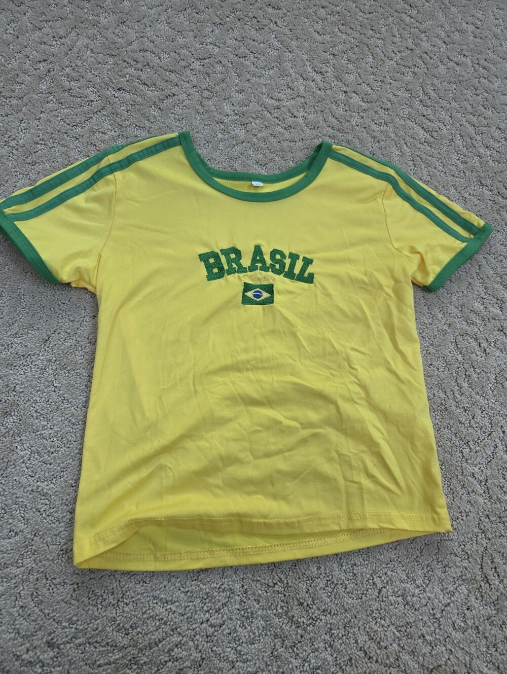 Yellow Women's Fitted Cropped Brasil Jersey